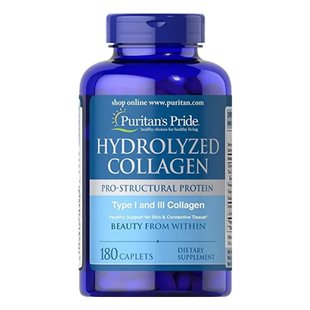 Гідролізований Колаген Puritan's Pride Hydrolyzed Collagen Pro - Structural Protein Type 1 and 3 Collagen - 180caps 
100-35-7811314-20 фото