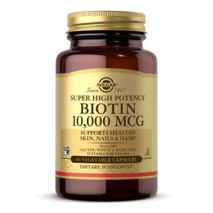 Біотин вітаміни для волосся Solgar 10000 мкг 100 капсул 2022-10-2983 фото