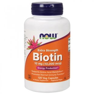 Біотин вітаміни для волосся Now Foods Biotin 10 000 мкг 120 капсул 2022-10-0007 фото