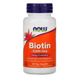 Биотин витамины для волос Now Foods Biotin 5000 мкг 60 капсул 1380 фото