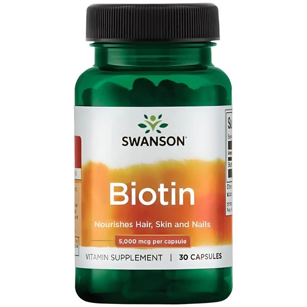 Биотин витамины для волос Swanson Biotin 5000 мкг – 30 капсул 100-93-5003403-20 фото