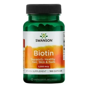 Биотин витамины для волос Swanson Biotin 5000 мкг – 100 капсул 100-17-9652087-20 фото