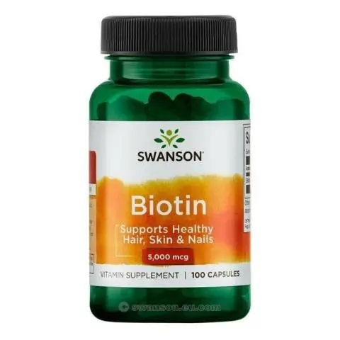 Біотин вітаміни для волосся Swanson Biotin 5000 мкг - 100 капсул 100-17-9652087-20 фото