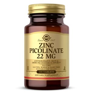 Цинк піколінат Solgar Zinc Picolinate 22 мг - 100 таблеток 100-97-2438284-20 фото