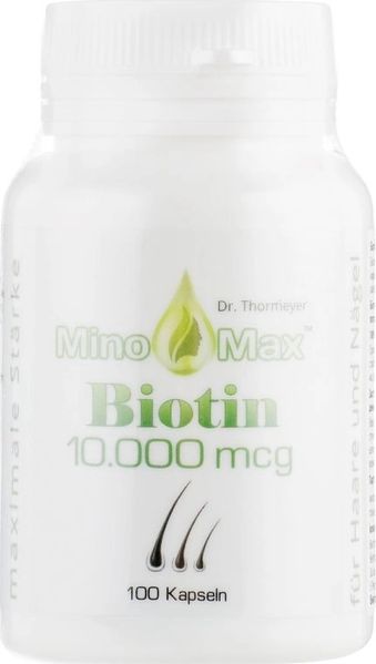 Біотин вітаміни для волосся MinoMax Biotin 10 000 мкг, 100 капсул 4270001445858 фото