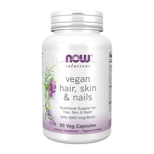 Комплекс для кожи, волос, ногтей Now Foods Vegan Hair, Skin & Nails - 90 vcaps 2022-10-1994 фото