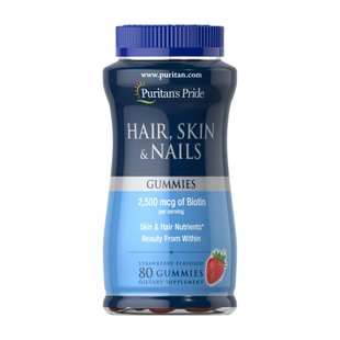 Жувальні цукерки для волосся, шкіри та нігтів Puritan's Pride Hair Skin and Nails Gummies - 80 Gummies 100-74-6494874-20 фото