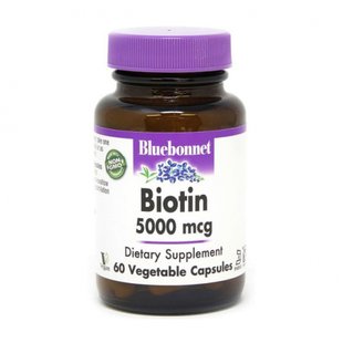 Біотин вітаміни для волосся Bluebonnet Biotin 5000 мкг - 60 капсул BLB-00447 фото