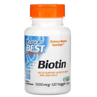 Биотин витамины для волос Doctor's Best Biotin 5000 мкг - 120 вегетарианских капсул DRB-00301 фото